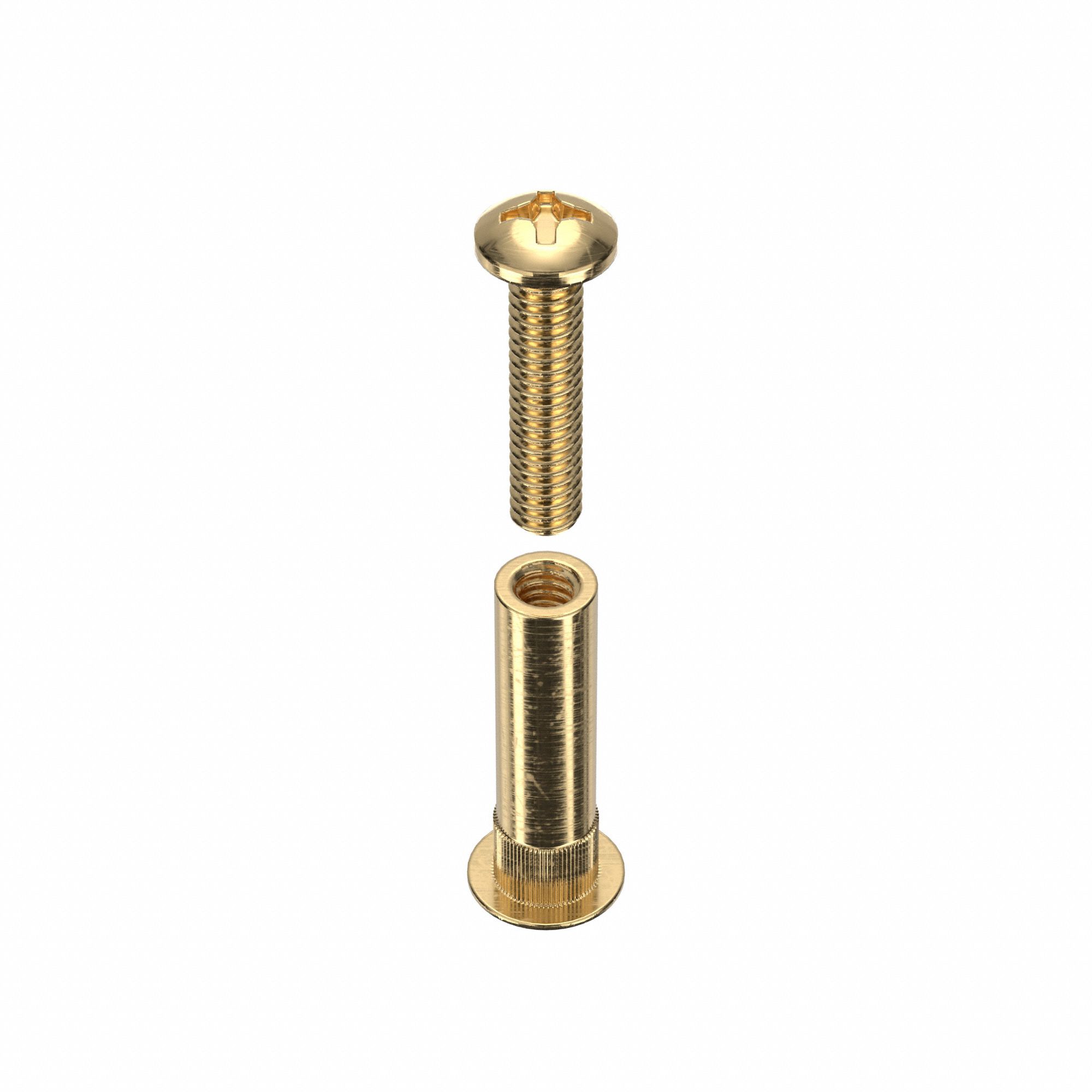 Binding Post Assembly: #12-24 Thread Size, 5/16 in Brl Dia, 1 3/16 in Brl Lg, Brass, Plain, No Drive