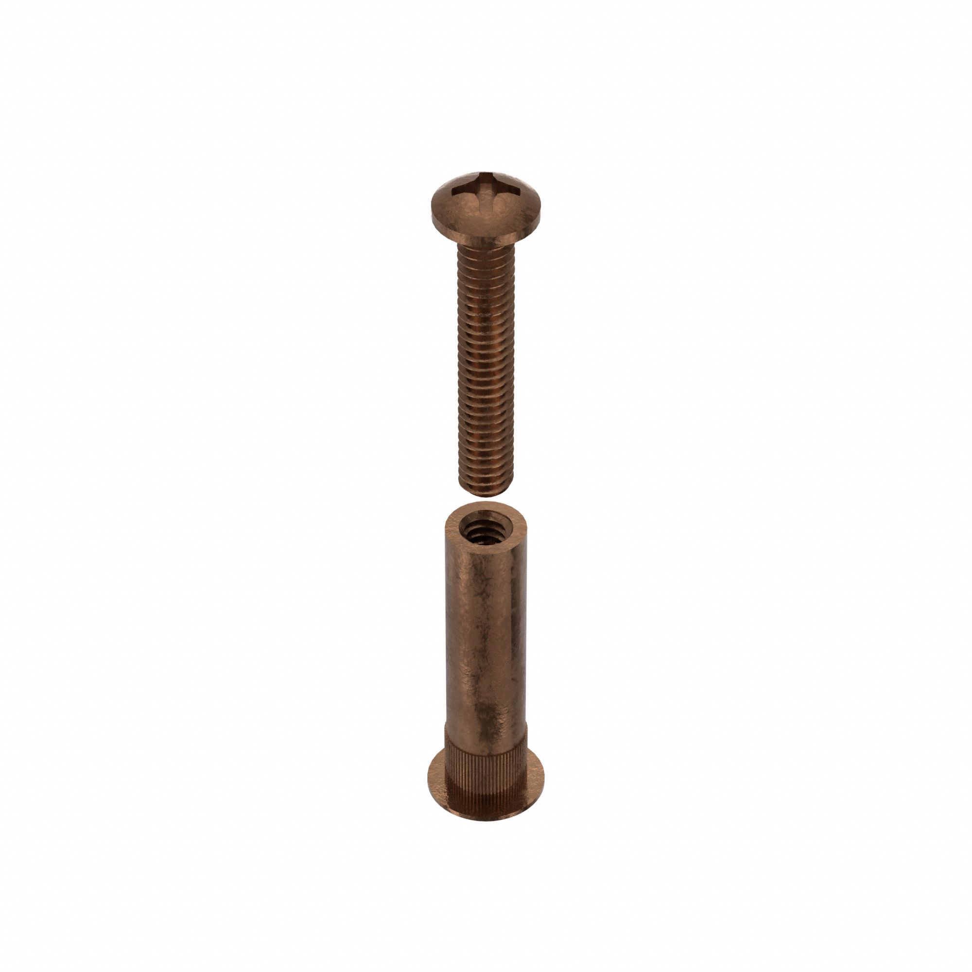 Binding Post Assembly: 1/4"-20 Thread Size, 3/8 in Brl Dia, 1 9/16 in Brl Lg, Brass, Bronze
