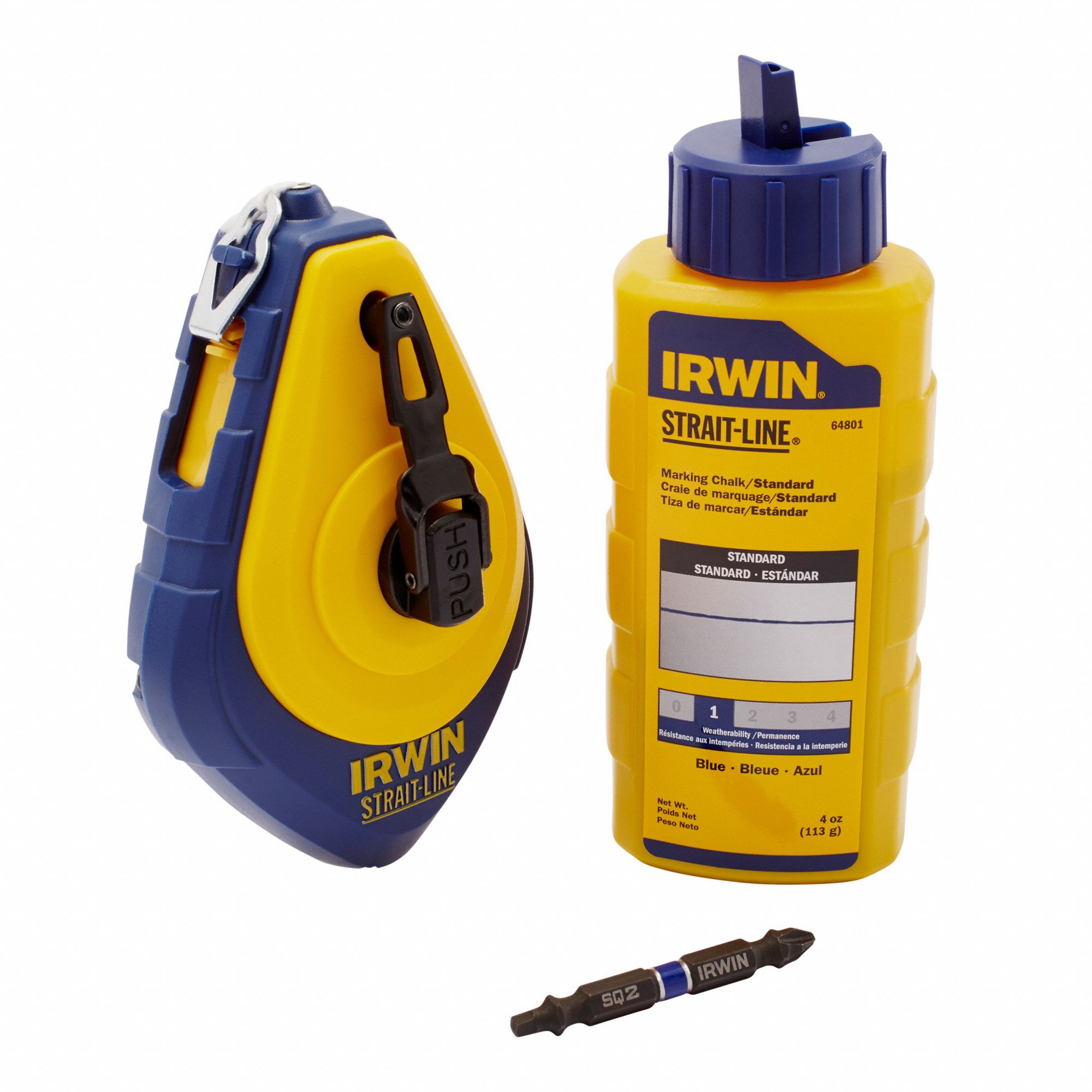 IRWIN STRAITLINE Chalk Line Reel w/Chalk, 100 Ft, 2 Oz 5MD3464494