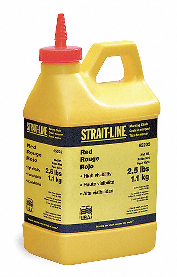 Marking Chalk: Red, Permanent, 2.5 lb Size, Flip-Top Cap/Hi-Flow Nozzle, Red