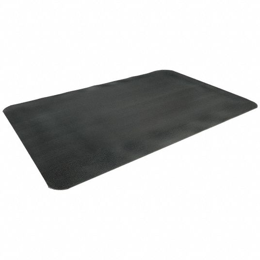 Choice 3' x 5' Black Rubber Anti-Fatigue Floor Mat with Beveled Edge - 1/2  Thick