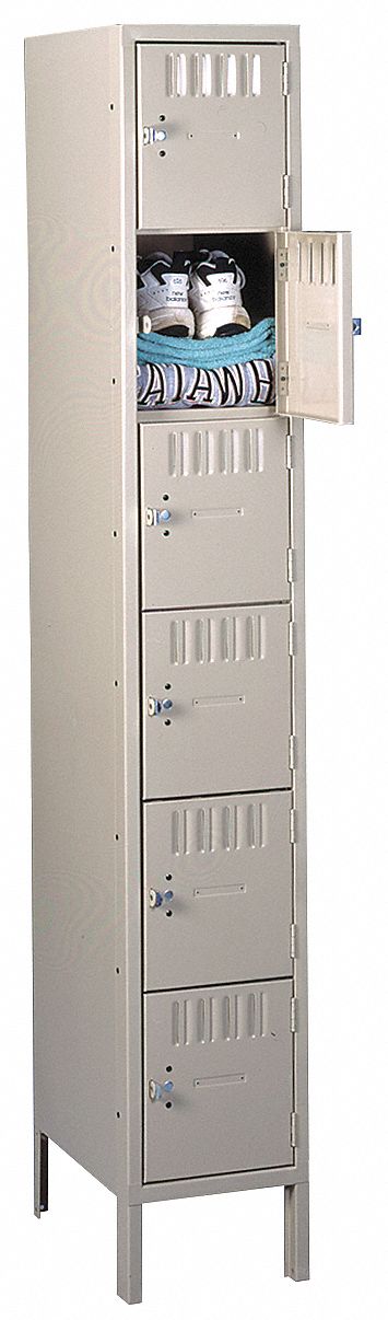 Box Locker Louvered 1 Wide 6 Tier Sand