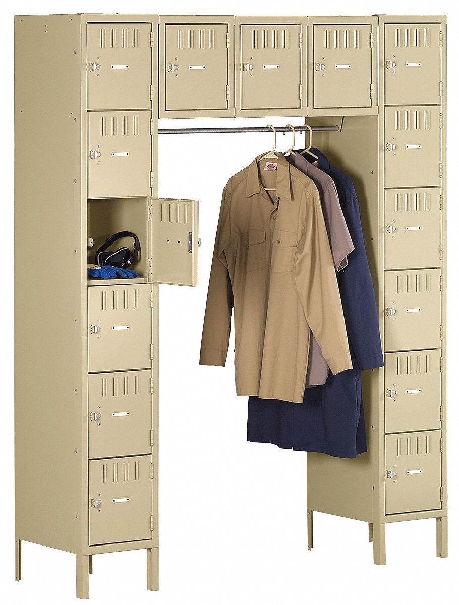 TENNSCO, 60 in x 18 in x 78 in, 6 Tiers, Box Locker Unit with Coat Rod