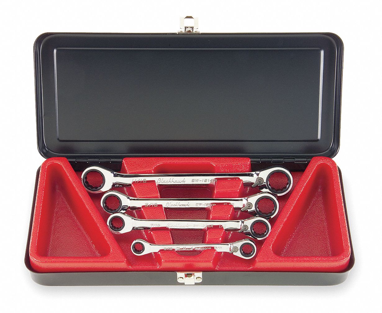 Reversible Wrench Set, Alloy Steel, Chrome Grainger