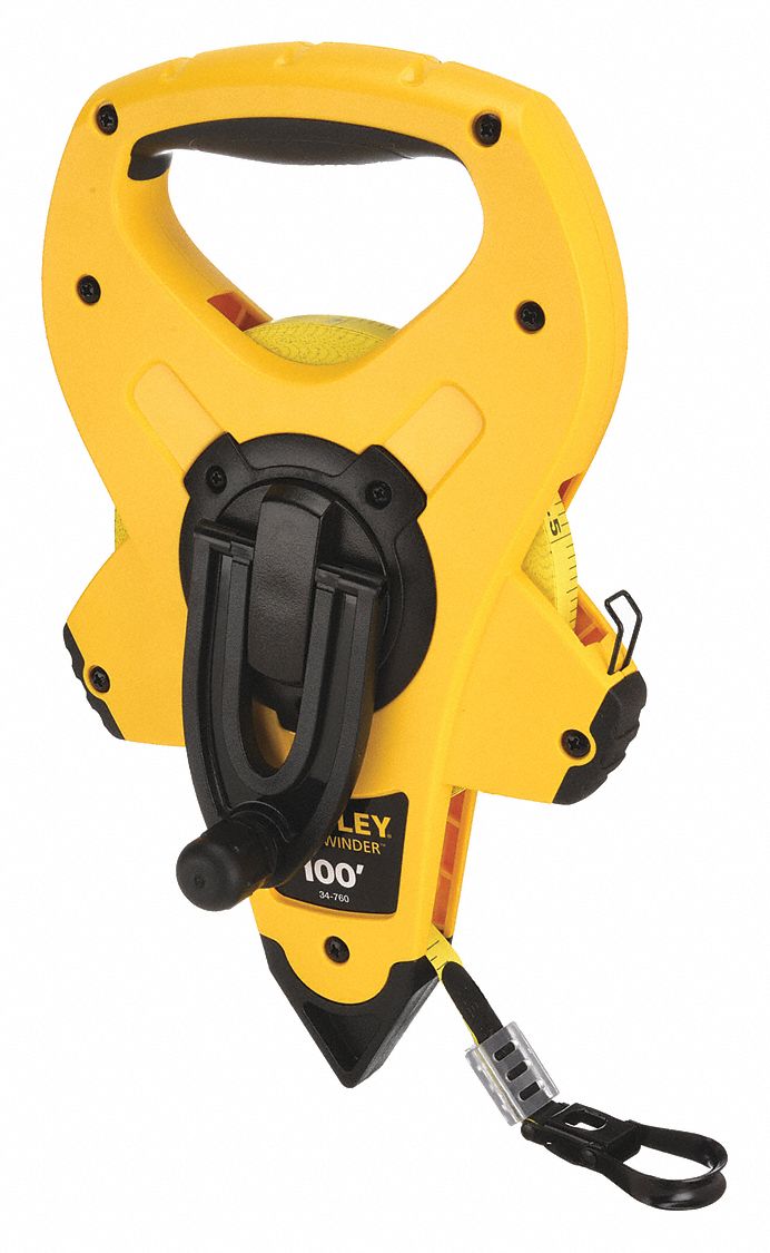 Long Tape Measure: Manual, 34-760, SAE/Engineers Scale, 100 ft, 1/8 in, Plastic, Fiberglass