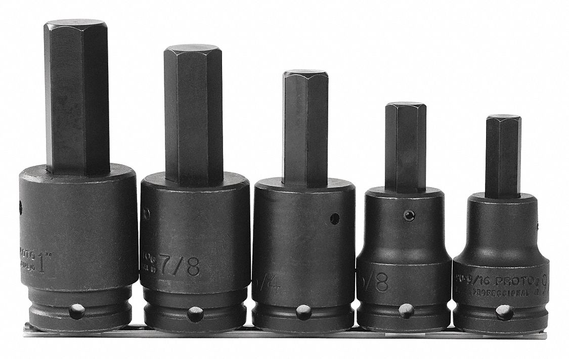 PROTO, 3/8 in_1/2 in Drive Size, 10 Pieces, Hex Bit Set - 60MK87