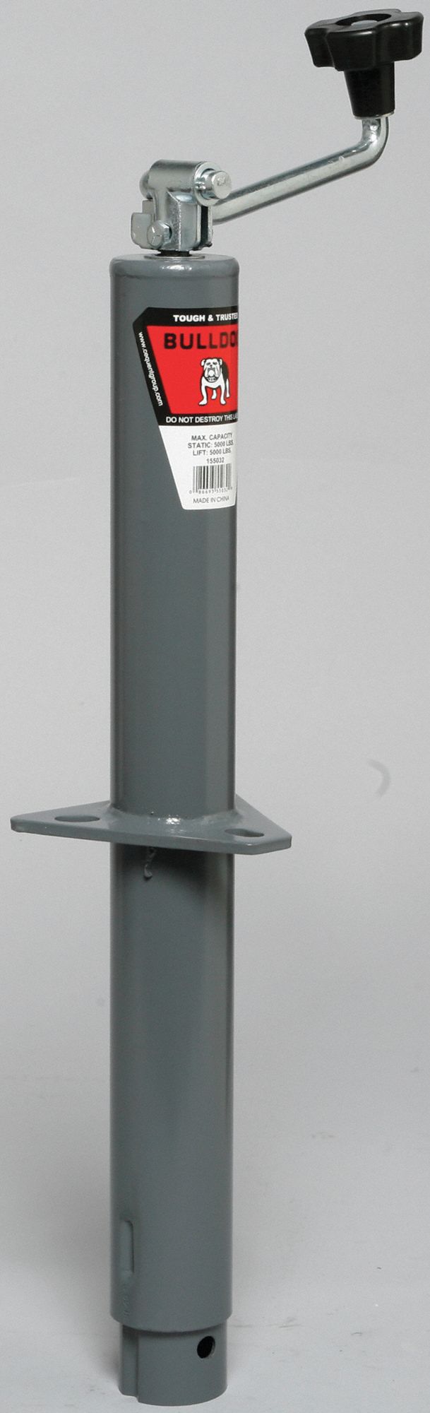 BULLDOG Trailer Jack Tubular, 5,000 lb Load Capacity, 15 in Lift Range