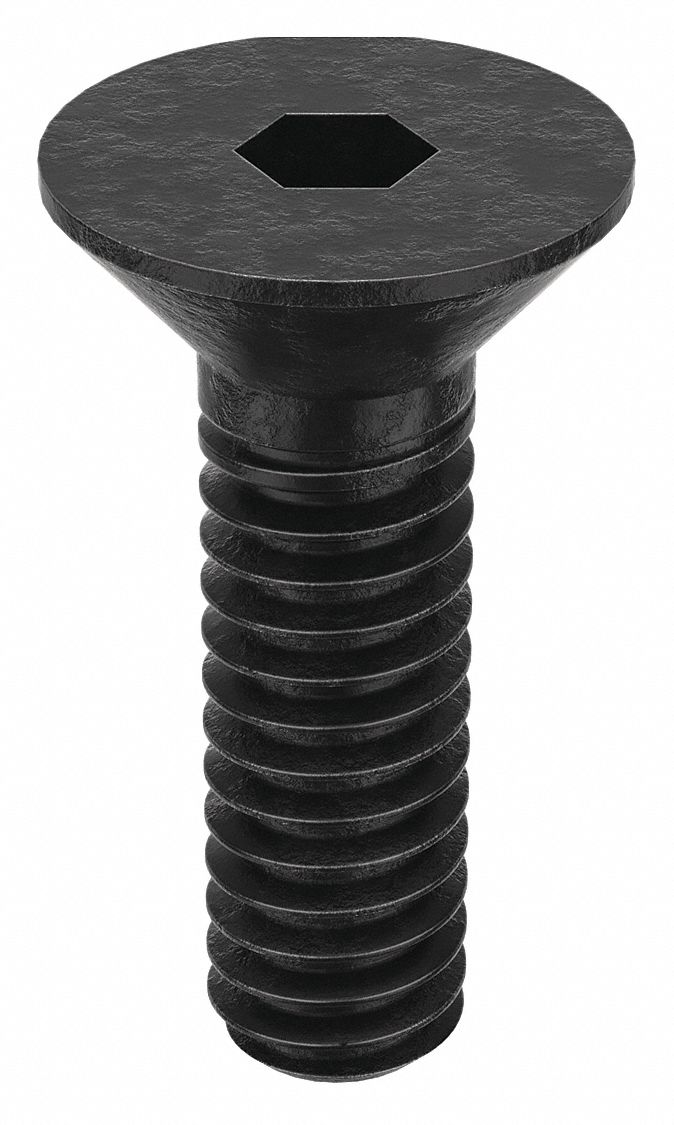 Socket Flat Head Screw: #5-40 Thread Size, 3/8 in Lg, Flat, Black Oxide, Alloy Steel, 100 PK