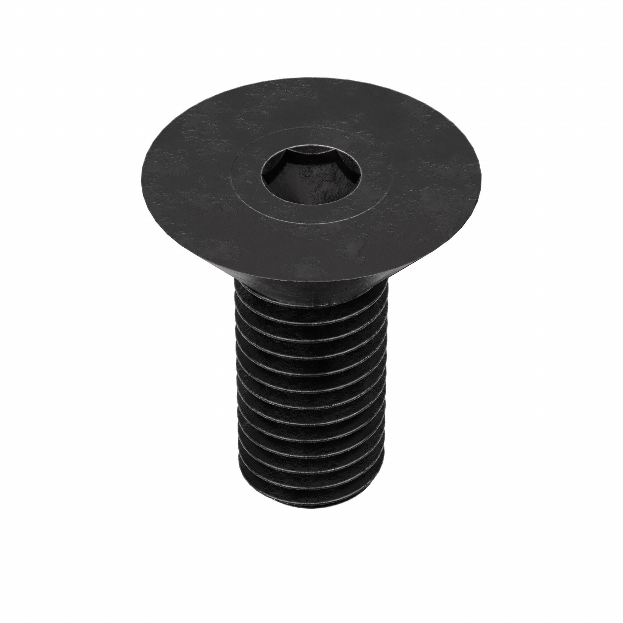 Socket Flat Head Screw: 1/4"-28 Thread Size, 3/8 in Lg, Flat, Black Oxide, Alloy Steel, 100 PK