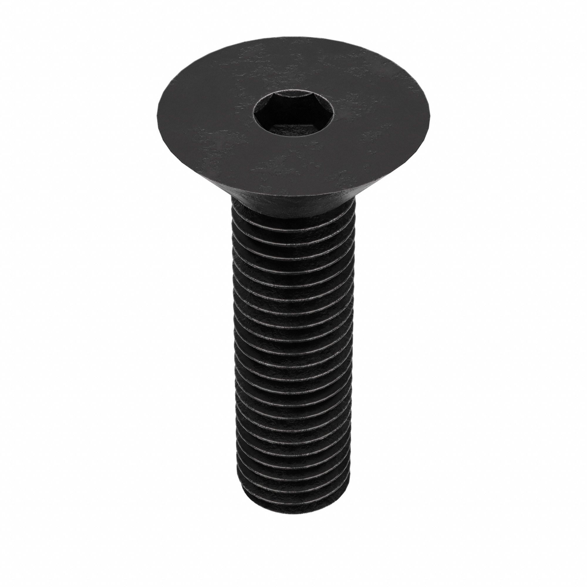 Socket Flat Head Screw: 1/4"-28 Thread Size, 3/4 in Lg, Flat, Black Oxide, Alloy Steel, 100 PK