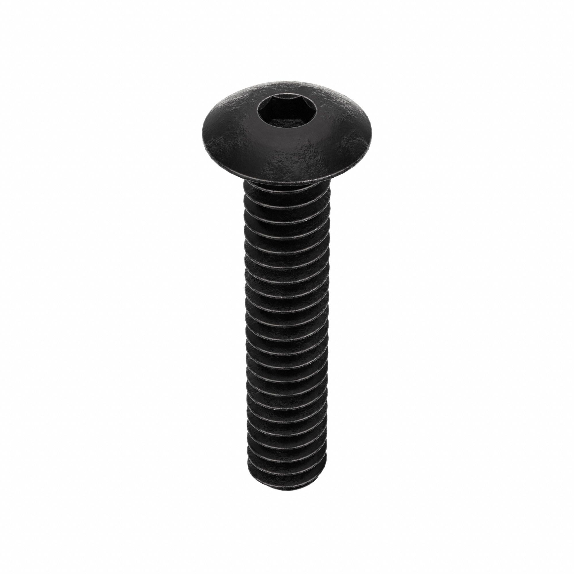Socket Head Cap Screw: #10-24 Thread Size, 1 in Lg, Button, Black Oxide, Alloy Steel, 100 PK