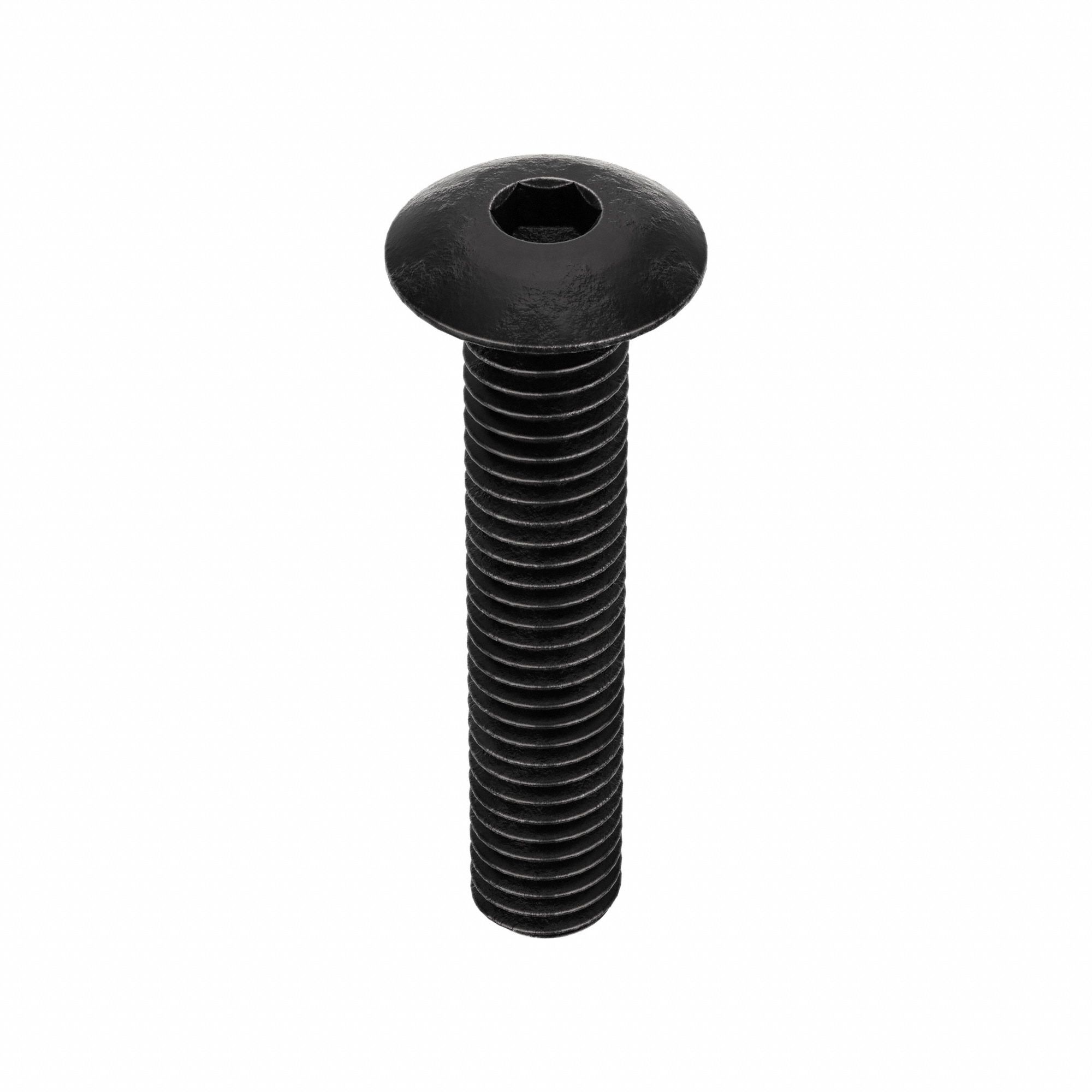 Socket Head Cap Screw: #10-32 Thread Size, 1 in Lg, Button, Black Oxide, Alloy Steel, 100 PK