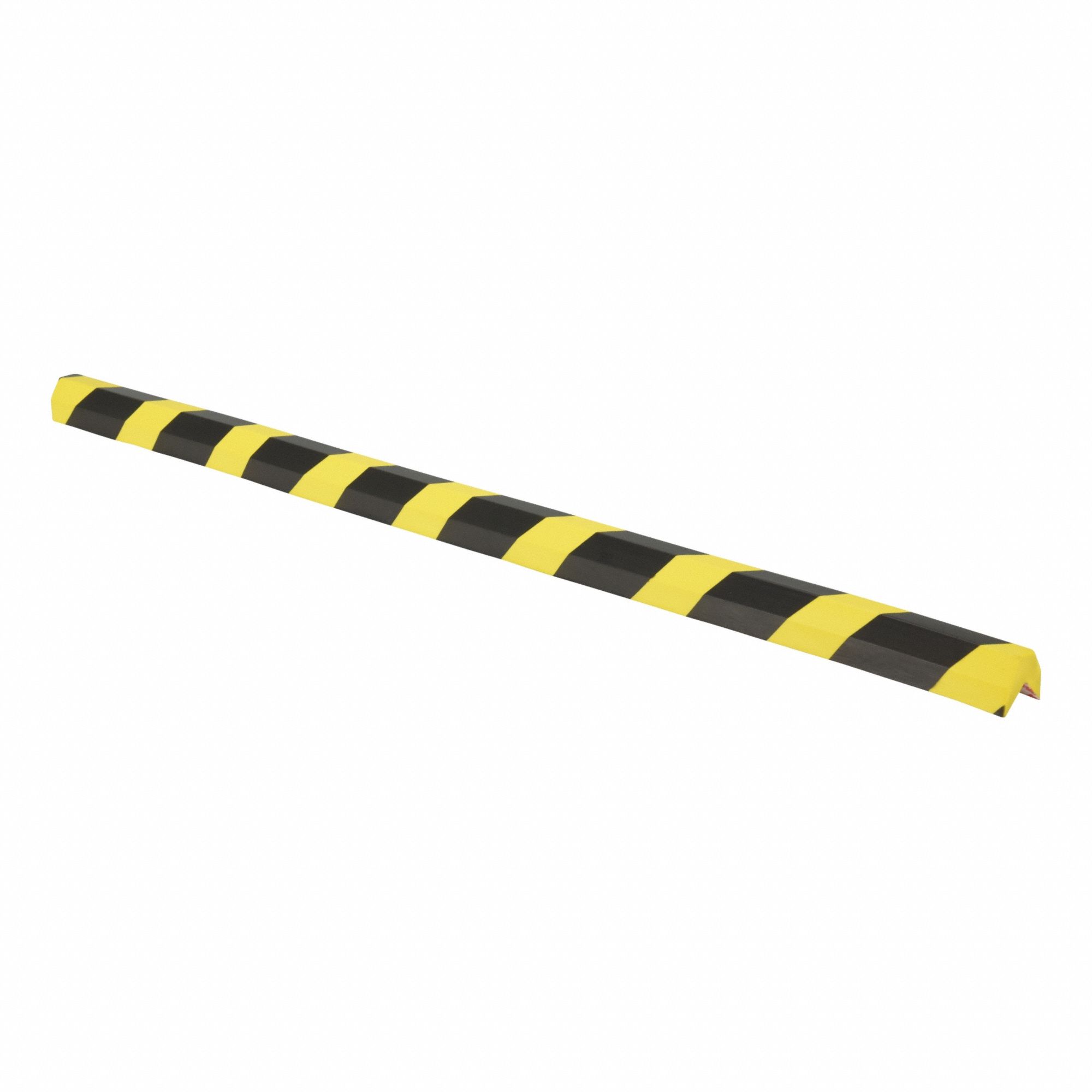 Corner Guard: Polyurethane Foam, Black/Yellow, For 90° Angle, 1.5 in Leg Wd, Smooth
