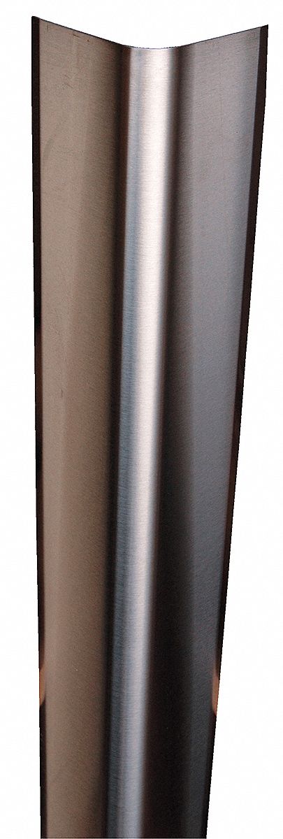 Corner Guard: Stainless Steel, Silver, For 90° Angle, 3.5 in Leg Wd, 4 ft Overall Ht