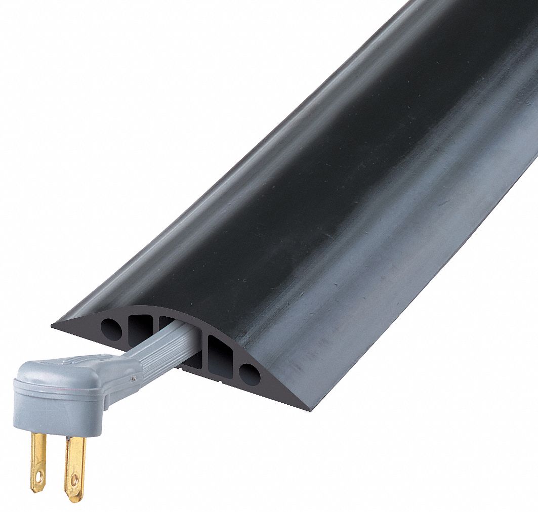 CHECKERS Cable Protector, 3Channel, Black, 5 ft x 1 inH, Max. Cable