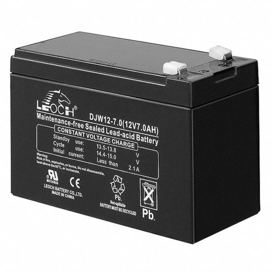 LIFTMASTER 12V DC, Sealed Lead Acid Battery, 7.0Ah, Faston, 3.75 in ...