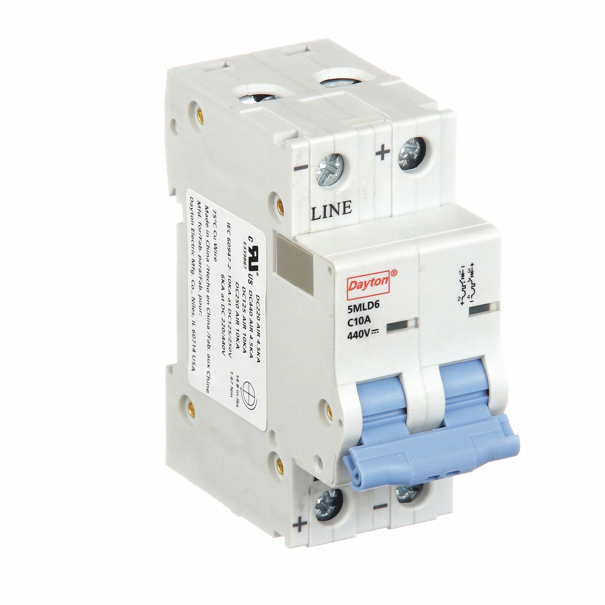 IEC Supplementary Protector: 10 A Amps, 440V DC, 10kA at 440V DC, Screw Clamp, NDB2Z-63 C10/2