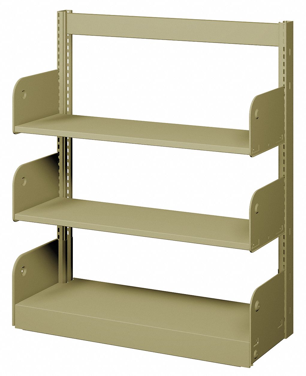 Open-File Shelves: Open Back, 0 Dividers, 3 Shelves, 42 in Overall Ht, 10 in Overall Dp, Putty