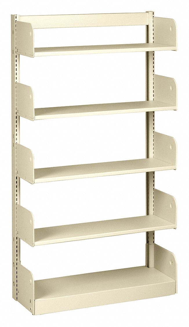 Flat Library Shelving: Single Face Starter, 5 Shelves, 66 in Ht, 36 in Wd, 10 in Nominal