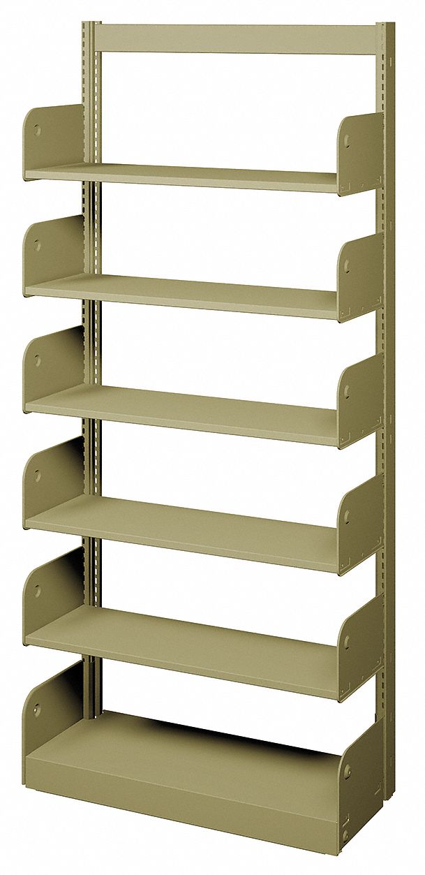 Flat Library Shelving: Single Face Starter, 6 Shelves, 78 in Ht, 36 in Wd, 10 in Nominal