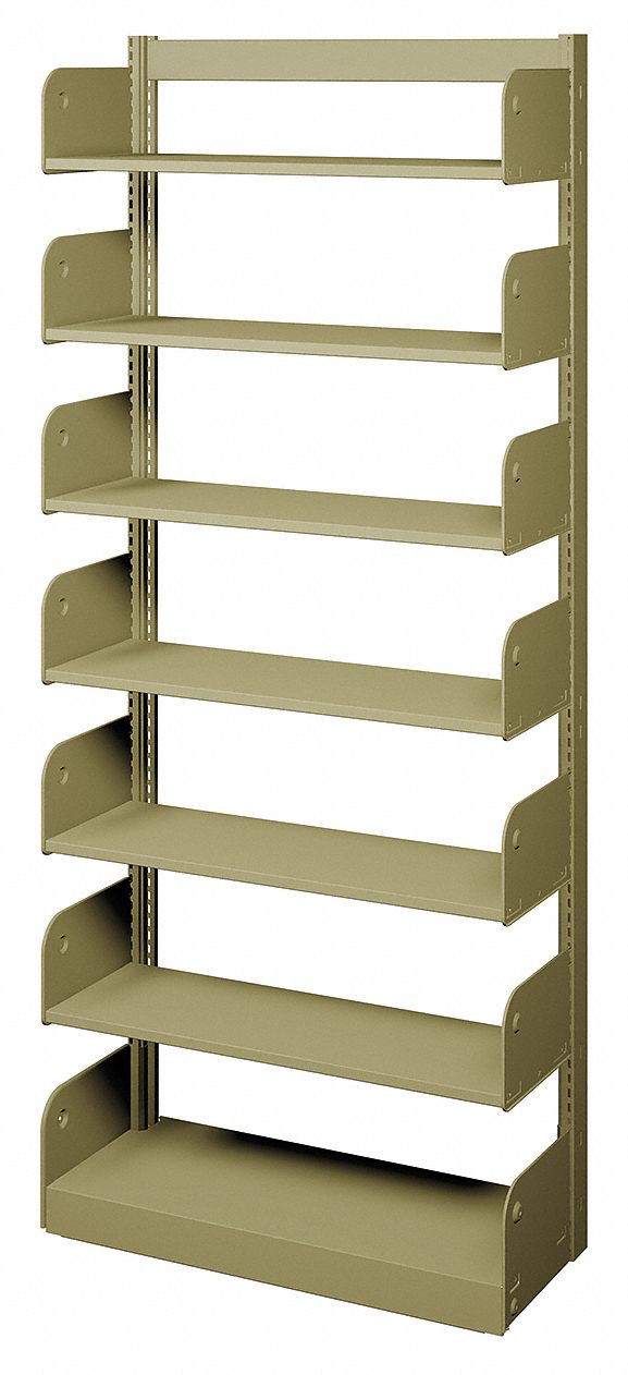 Flat Library Shelving: Single Face Starter, 6 Shelves, 84 in Ht, 36 in Wd, 10 in Nominal