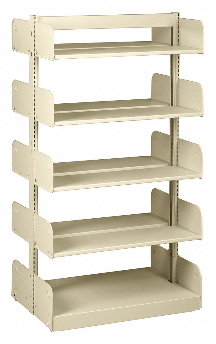 Flat Library Shelving: Double Face Starter, 10 Shelves, 66 in Ht, 36 in Wd, 10 in Nominal