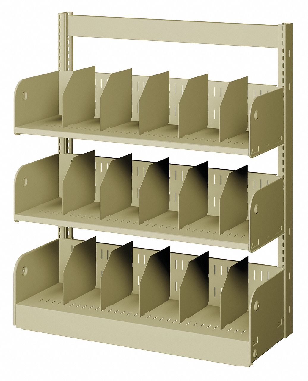 Divider Library Shelving: Single Face Starter, 3 Shelves, 42 in Ht, 36 in Wd, 12 in Nominal