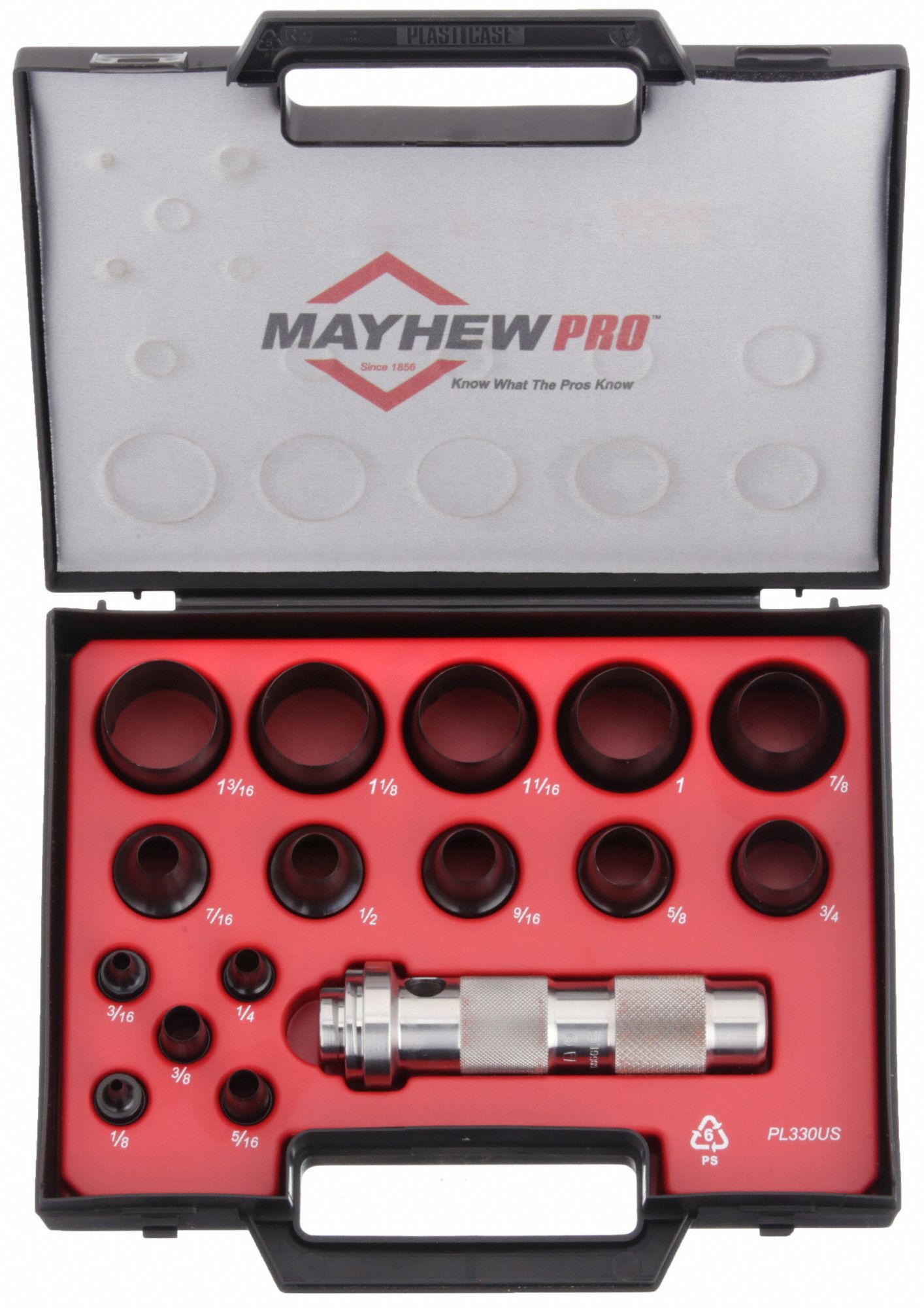 Mayhew Center Punch - Full Finish, 6-1/4 in, 3/8 in tip, Alloy
