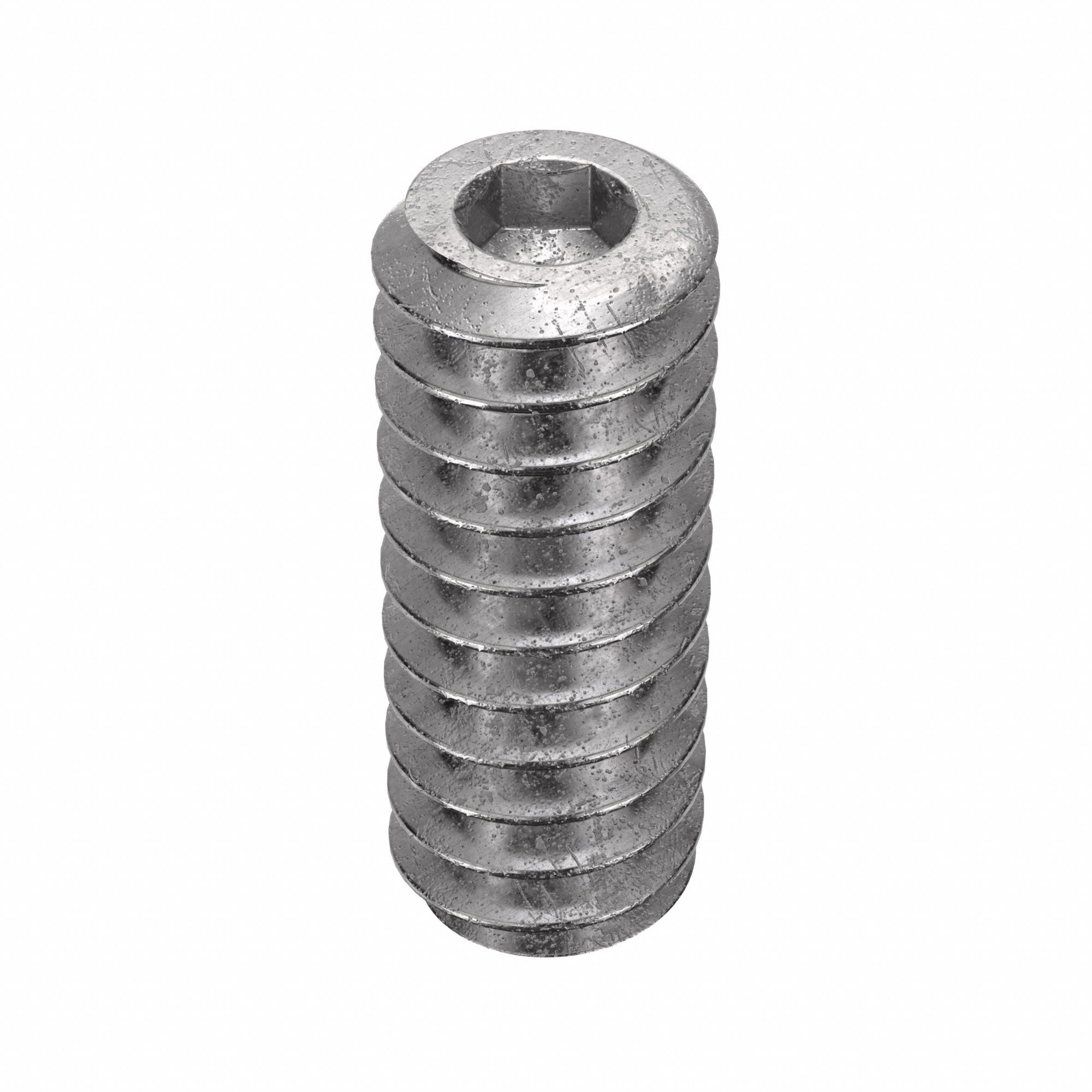 Socket Set Screw: #6-32 Thread Size, 3/8 in Overall Lg, Cup pt, Stainless Steel, Plain, 100 PK