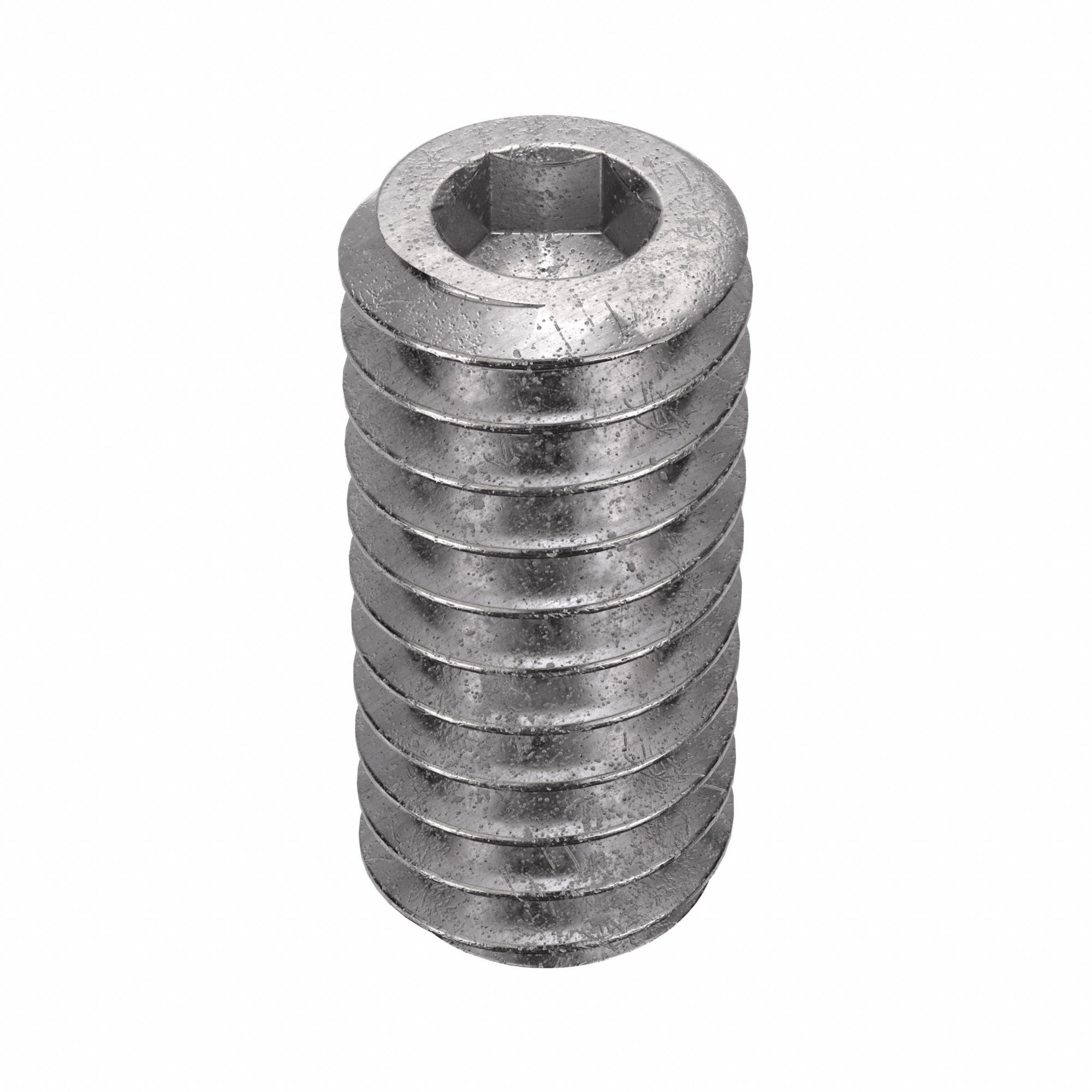 Socket Set Screw: #8-32 Thread Size, 3/8 in Overall Lg, Cup pt, Stainless Steel, Plain, 100 PK