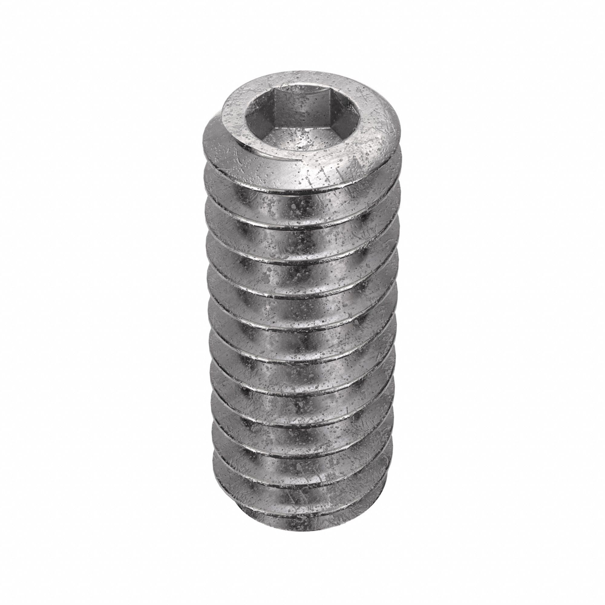 Socket Set Screw: #10-24 Thread Size, 1/2 in Overall Lg, Cup pt, Stainless Steel, Plain, 100 PK