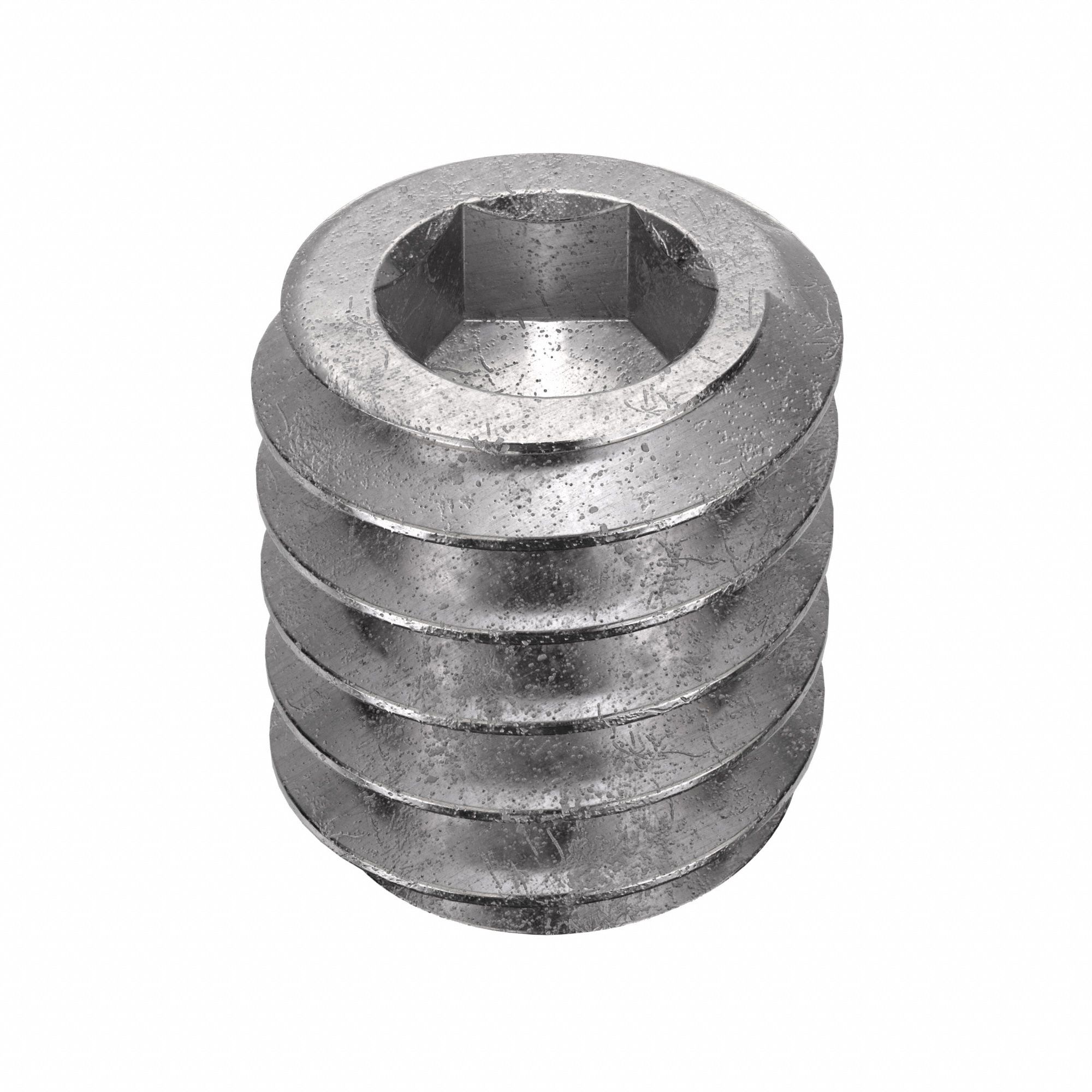 Socket Set Screw: 1/4"-20 Thread Size, 5/16 in Overall Lg, Cup pt, Stainless Steel, Plain, 100 PK