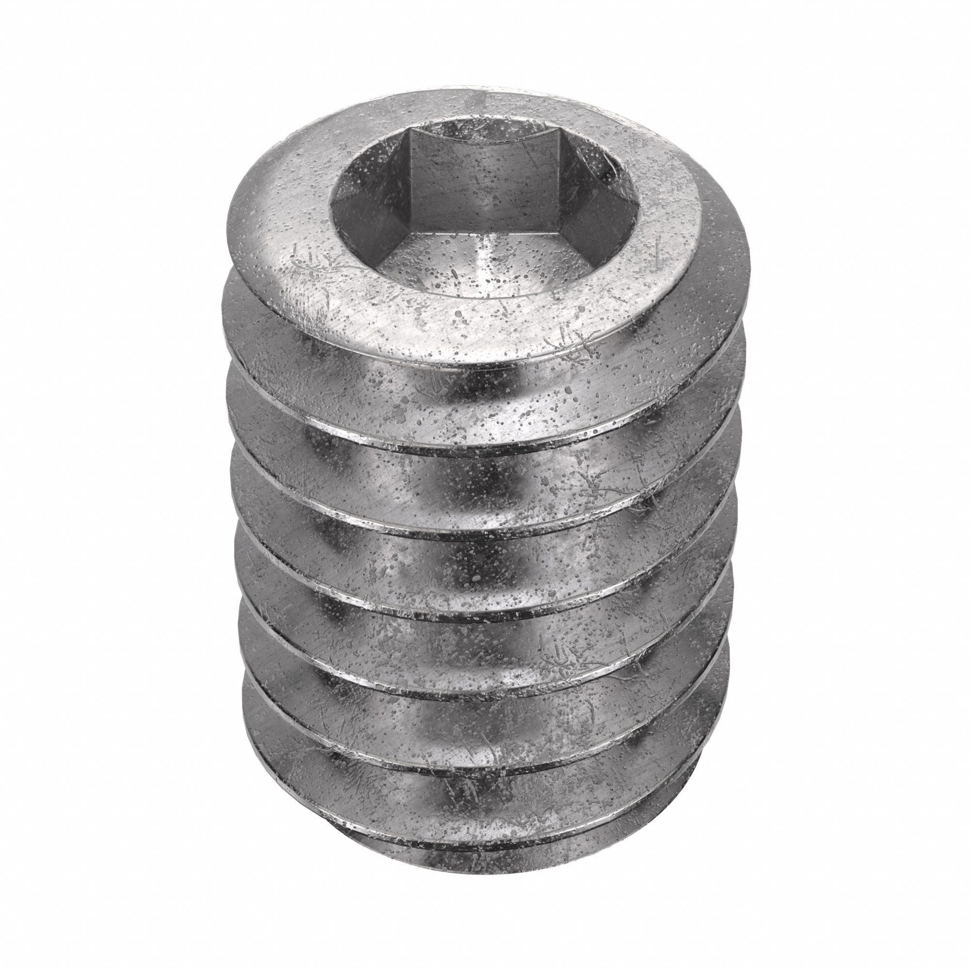 Socket Set Screw: 1/4"-20 Thread Size, 3/8 in Overall Lg, Cup pt, Stainless Steel, Plain, 100 PK