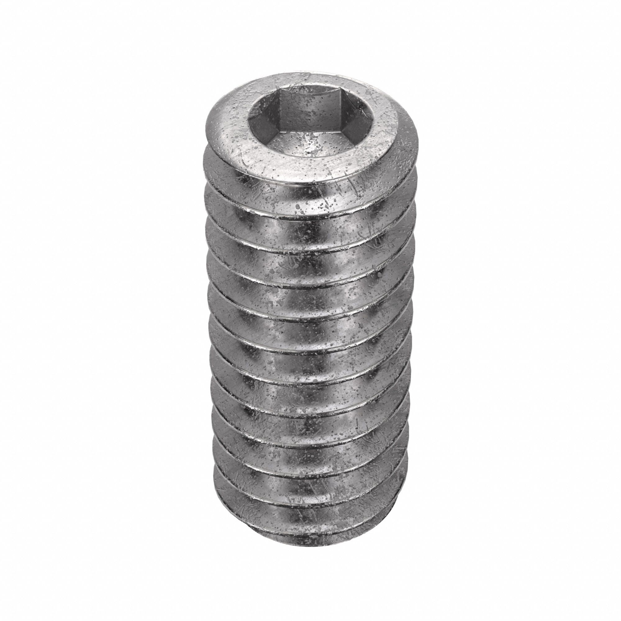Socket Set Screw: 1/4"-20 Thread Size, 5/8 in Overall Lg, Cup pt, Stainless Steel, Plain, 100 PK