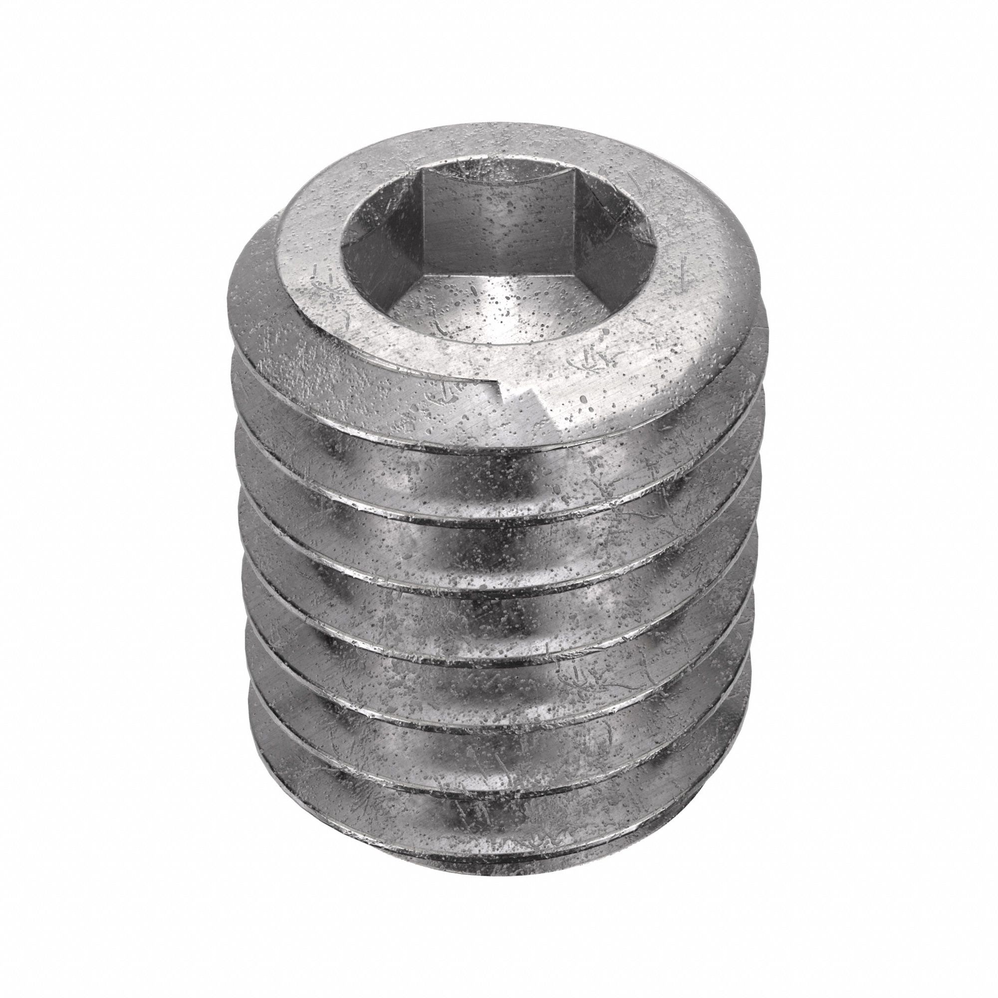 Socket Set Screw: 3/8"-16 Thread Size, 1/2 in Overall Lg, Cup pt, Stainless Steel, Plain, 50 PK