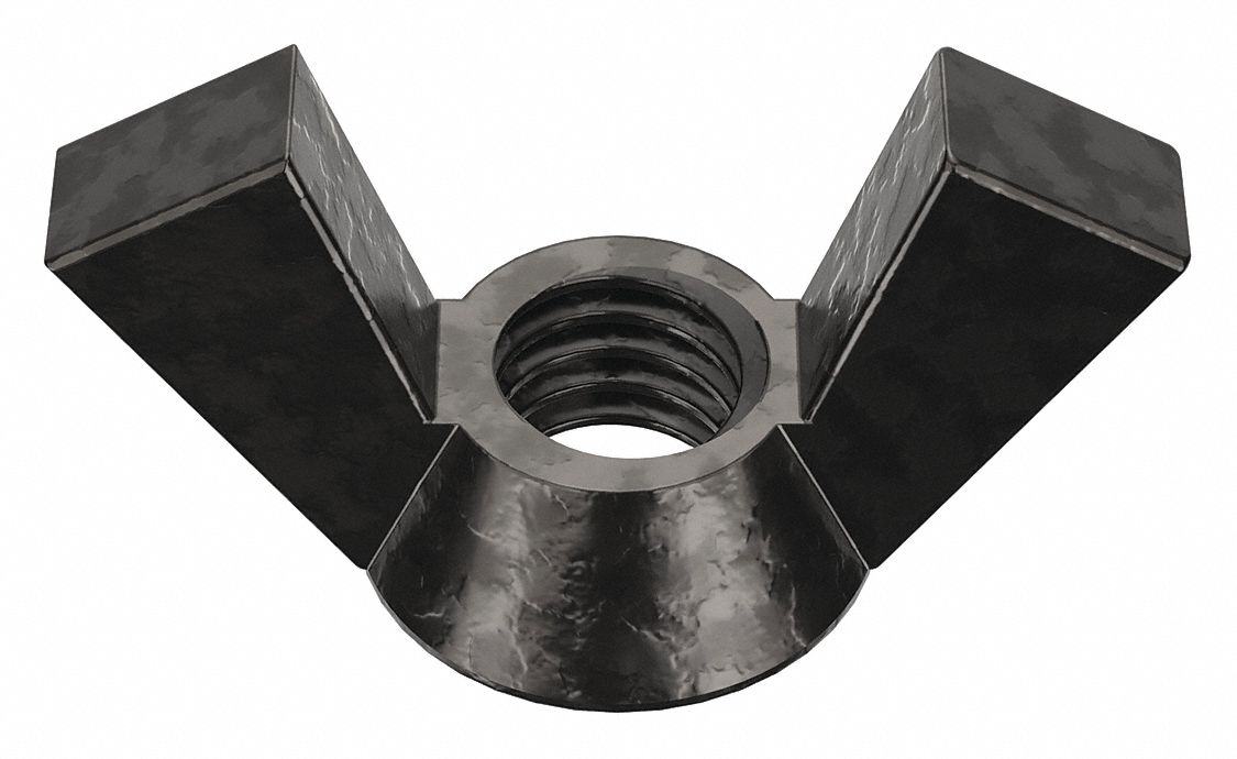 Wing Nut: 3/8"-16 Thread Size, Iron, Low Carbon, Zinc-Plated, 1 5/8 in Max Wing Span, 10 PK