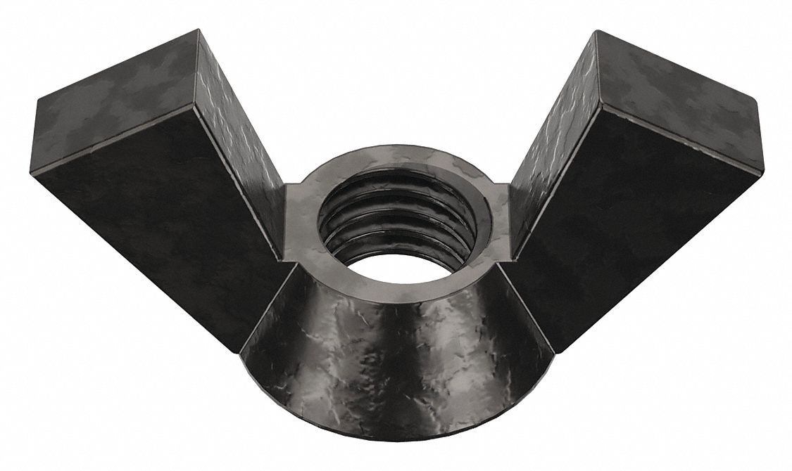 Wing Nut: 1/2"-13 Thread Size, Iron, Low Carbon, Plain, 2 1/4 in Max Wing Span, 10 PK