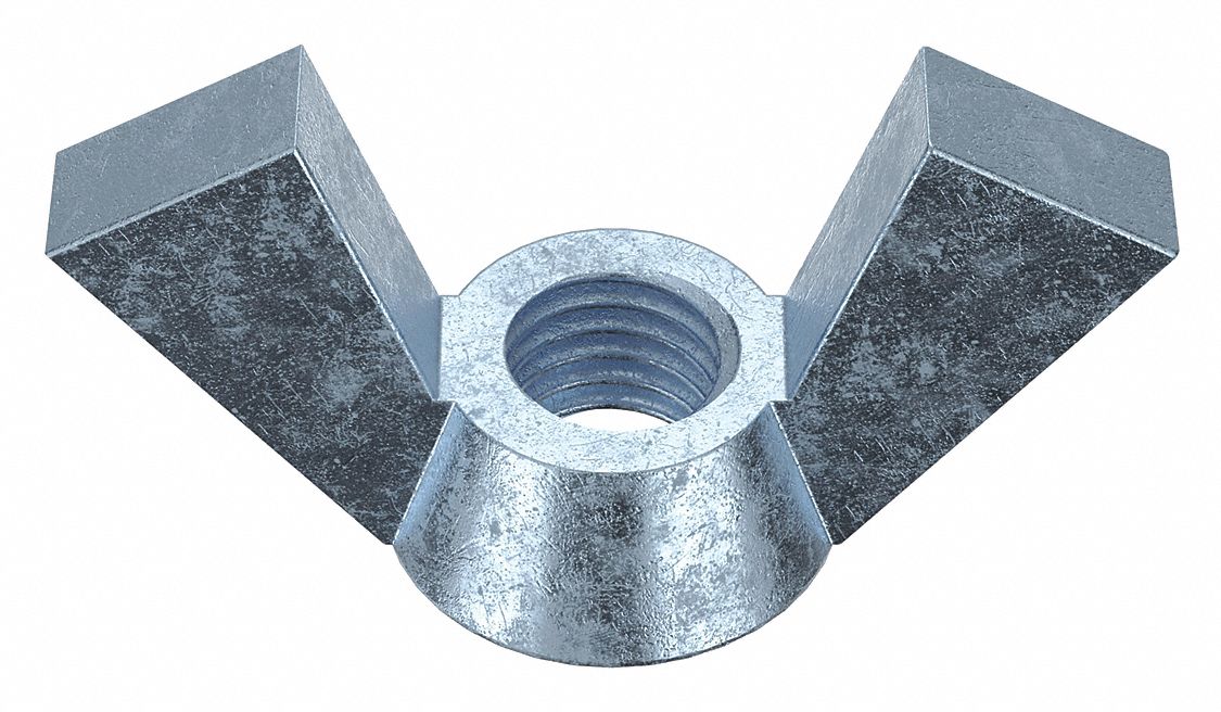 Wing Nut: 5/8"-11 Thread Size, Steel, Low Carbon, Zinc-Plated, 2 3/4 in Max Wing Span, 10 PK