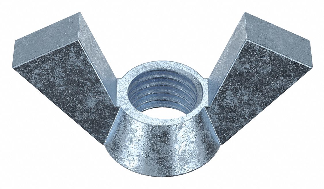 Wing Nut: 3/4"-10 Thread Size, Steel, Low Carbon, Zinc-Plated, 2 15/16 in Max Wing Span, 10 PK