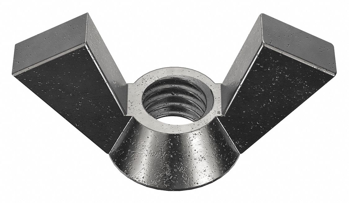 Wing Nut: 3/8"-16 Thread Size, Steel, Low Carbon, Plain, 1 5/8 in Max Wing Span, 10 PK