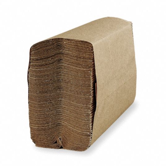 ABILITY ONE Paper Towel Sheets: Brown, 9 1/4 in Sheet Wd, 10 1/4 in Sheet  Lg, 200 Sheets, 12 PK