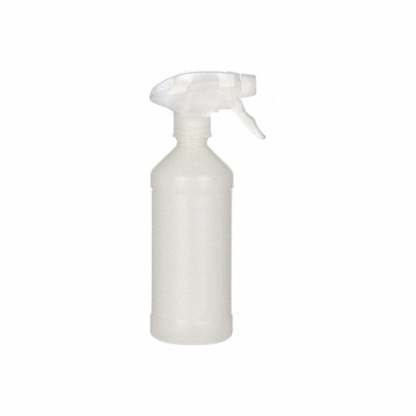Trigger Spray Bottle: 16 oz Container Capacity, Stream, White, Clear, 169 mm Dip Tube Lg
