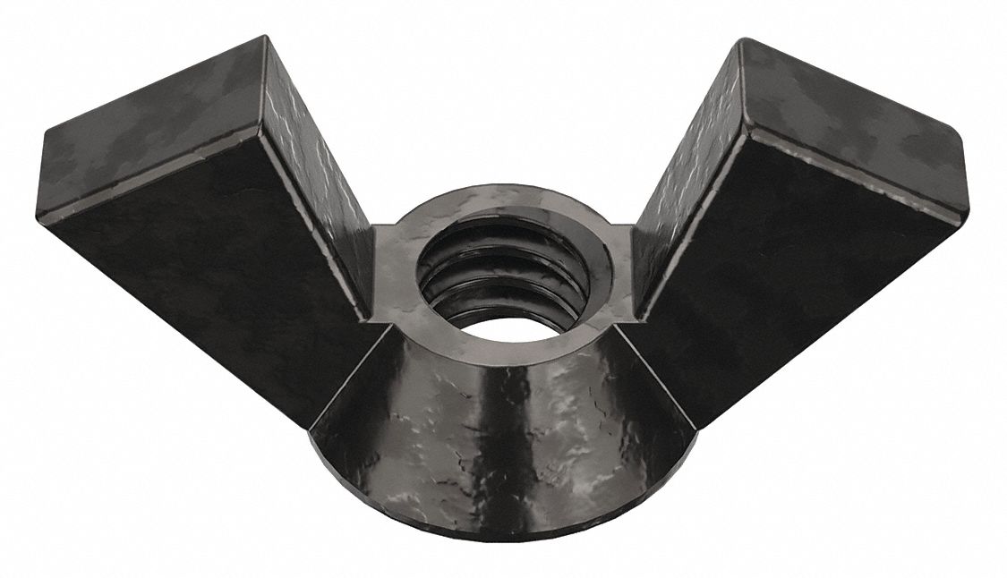Wing Nut: 1/4"-20 Thread Size, Iron, Low Carbon, Plain, 1 1/8 in Max Wing Span, 10 PK