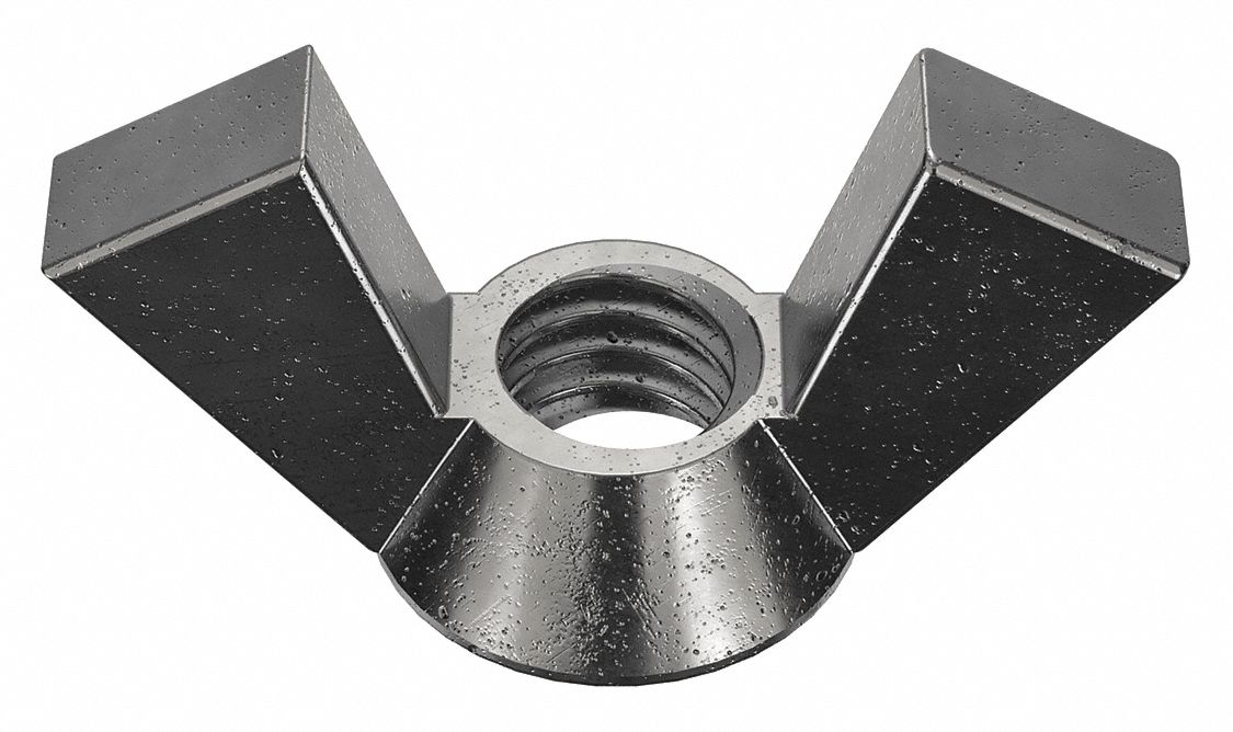 Wing Nut: 5/16"-18 Thread Size, Steel, Low Carbon, Plain, 1 1/4 in Max Wing Span, 10 PK