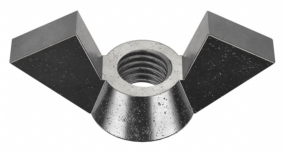 Wing Nut: 5/8"-11 Thread Size, Steel, Low Carbon, Plain, 2 7/16 in Max Wing Span, 10 PK