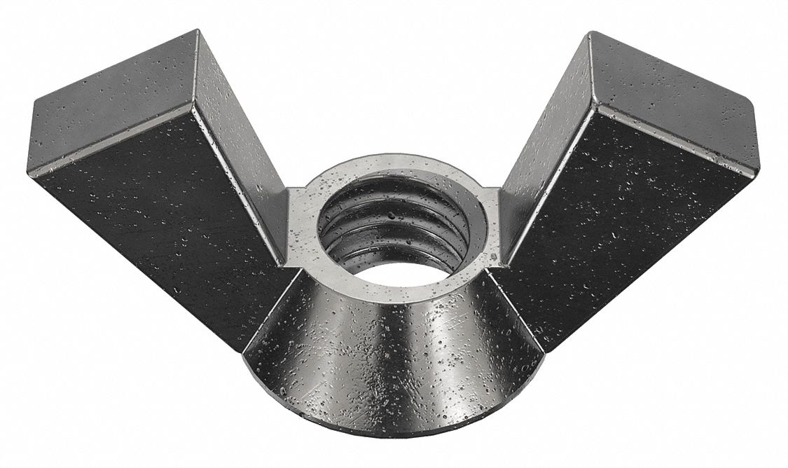Wing Nut: 5/16"-18 Thread Size, Steel, Low Carbon, Plain, 2 1/2 in Max Wing Span, 10 PK