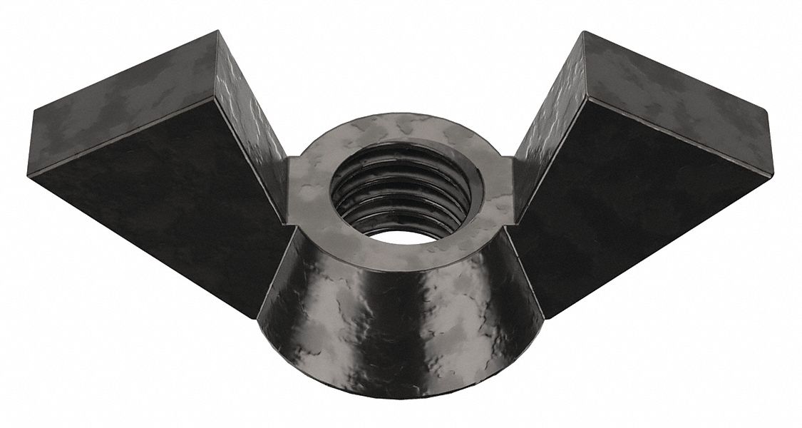 Wing Nut: 5/8"-11 Thread Size, Iron, Low Carbon, Plain, 4 1/2 in Max Wing Span, 5 PK