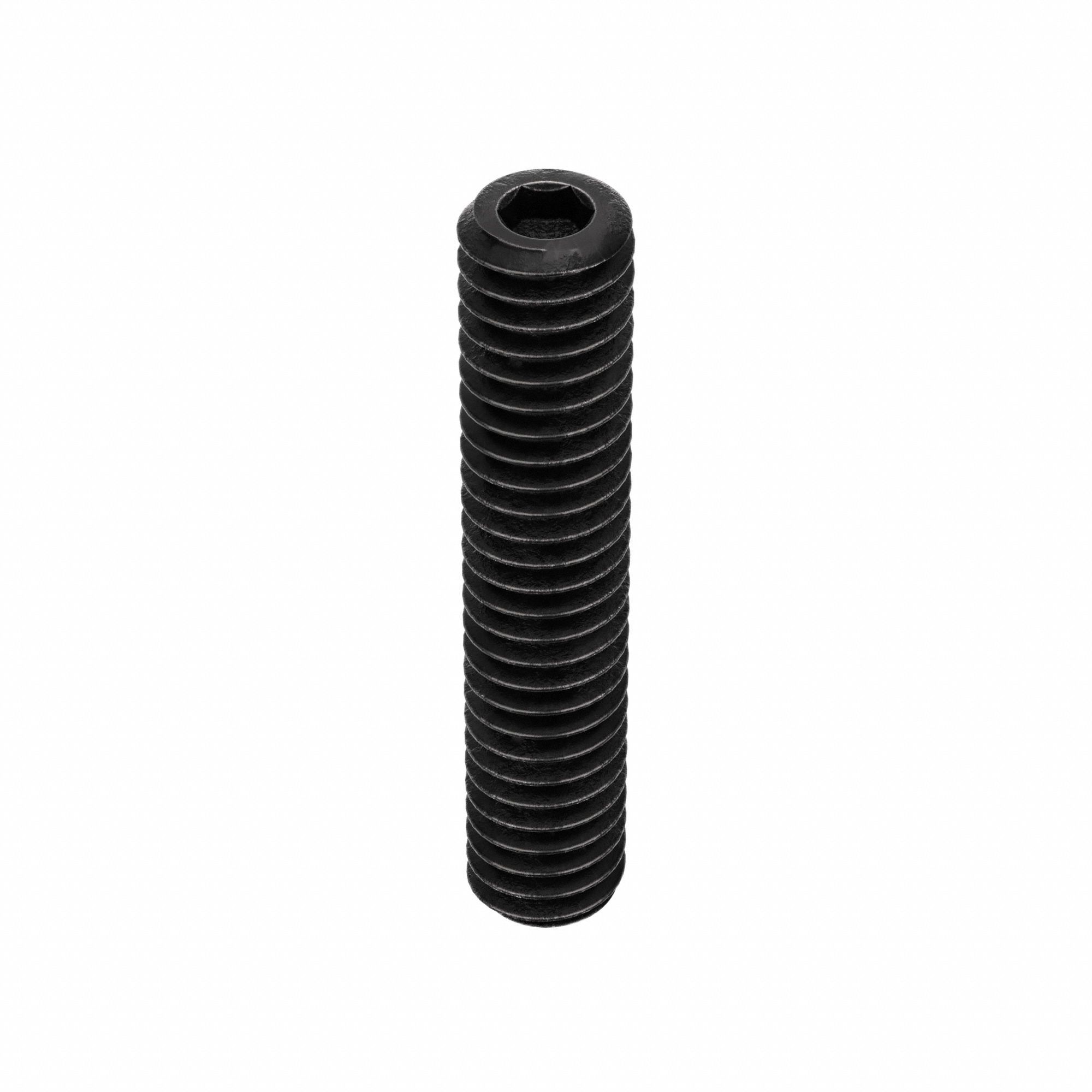 Socket Set Screw: #8-32 Thread Size, 7/8 in Overall Lg, Cup pt, Alloy Steel, Black Oxide, 100 PK