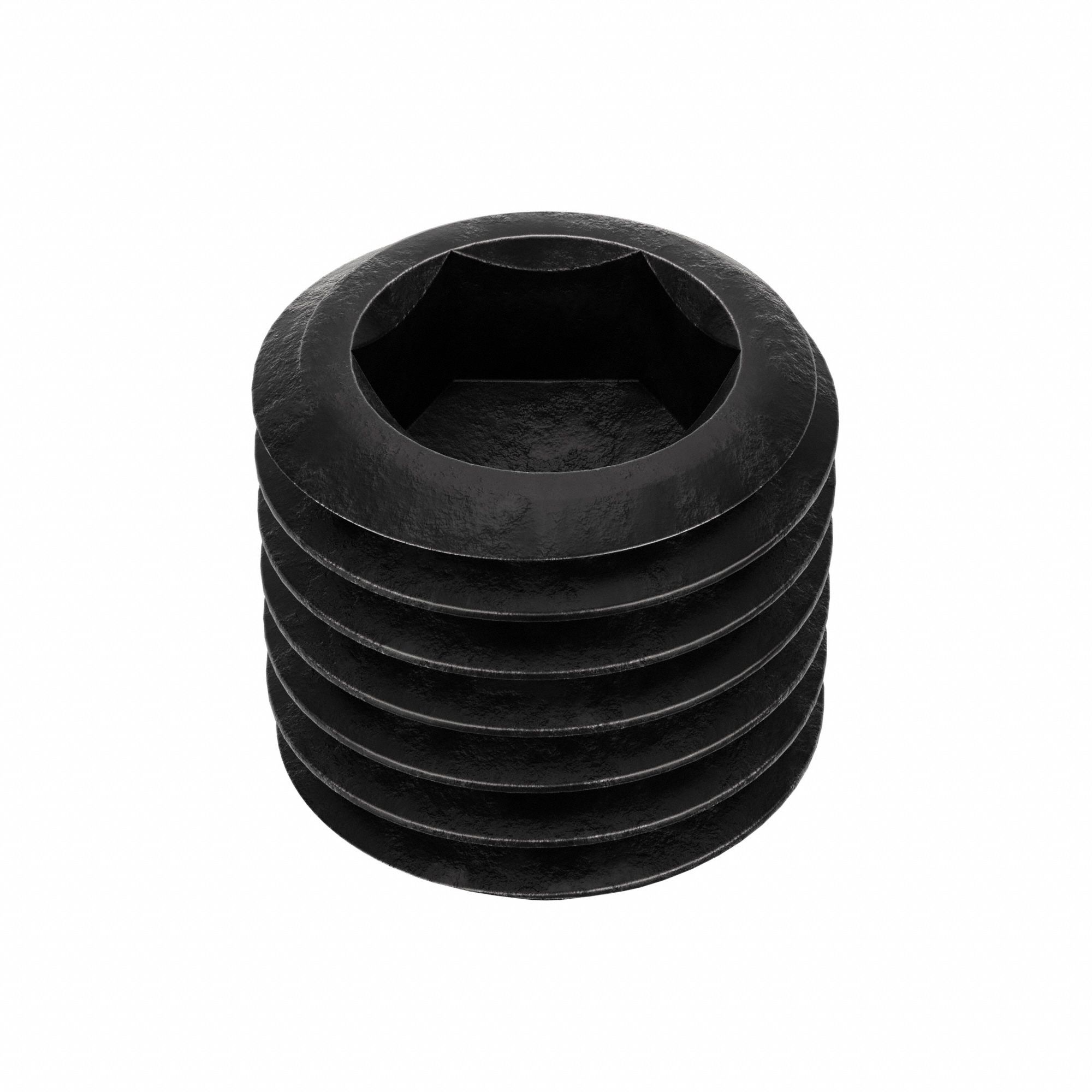 Socket Set Screw: 7/8"-9 Thread Size, 7/8 in Overall Lg, Cup pt, Alloy Steel, Black Oxide, 5 PK