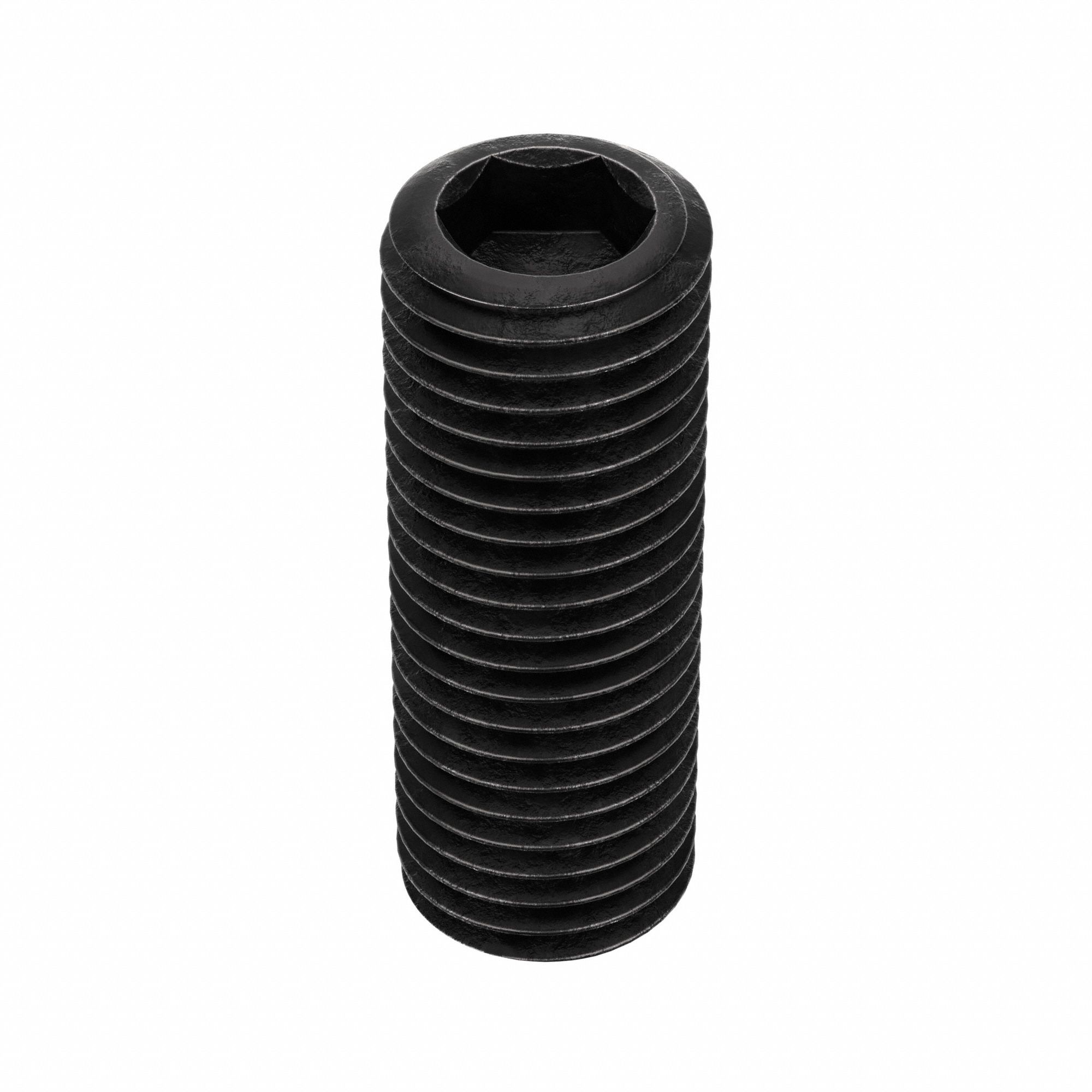 Socket Set Screw: 7/8"-9 Thread Size, 2 1/2 in Overall Lg, Cup pt, Alloy Steel, Black Oxide, Socket